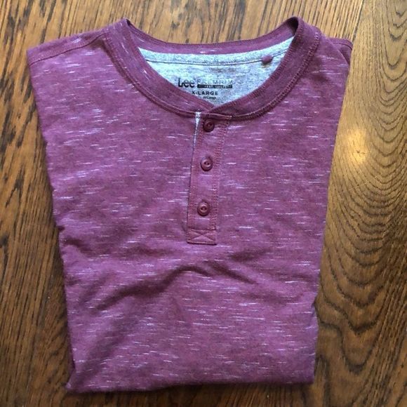 LEE Mens Maroon Heathered Short Sleeve Henley Size XL - Picture 1 of 5